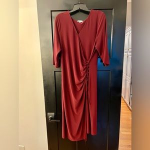 Kiyonna | Burgundy dress with side tie feature